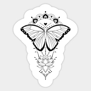 Butterfly Mandala Lotus Flower Sticker